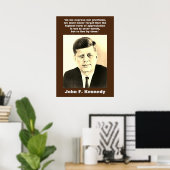 Poster Sepia JFK John F. Kennedy Citation Motivationnelle (Bureau à domicile)