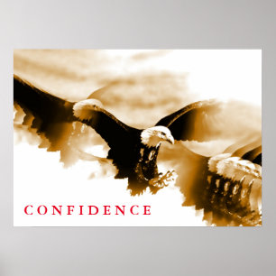 Poster Sepia Landing Eagle Motivation Confiance