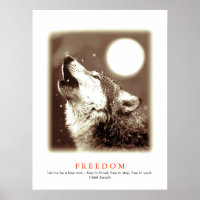 Sepia Motivational Wolf Howls Imprimer