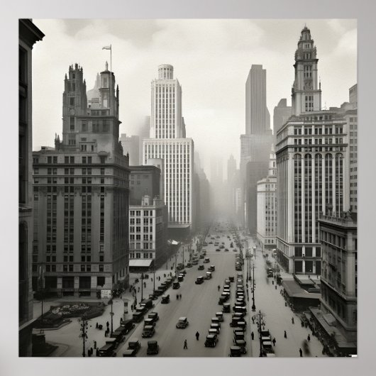 Poster Sepia photo de Chicago 1920 (Devant)