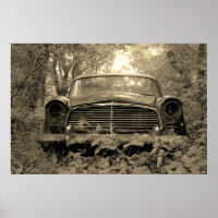 Sepia Photographie d'une vieille voiture classique