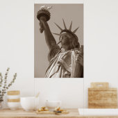 Poster Sepia Statue Brown de la Liberté New York (Cuisine)
