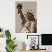 Poster Sepia Statue Brown de la Liberté New York (Bureau à domicile)