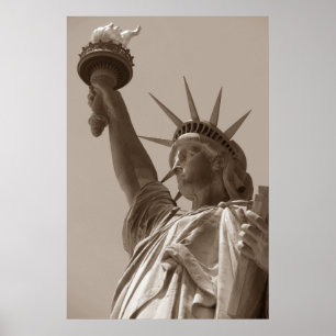 Poster Sepia Statue Brown de la Liberté New York