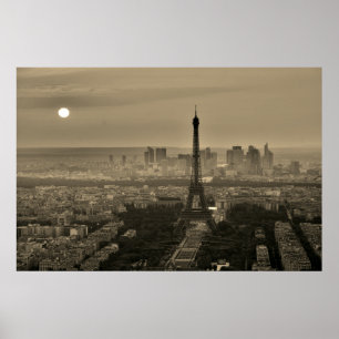 Poster Sepia Tour Eiffel Brown Paris Europe Travel