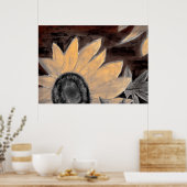 Poster Sepia Tournesol peinture fine art moderne (Cuisine)