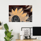 Poster Sepia Tournesol peinture fine art moderne (Bureau à domicile)