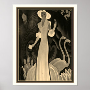 Poster Sepia Tropical Art Deco Print-William P. Welsh