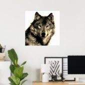 Poster Sepia Unique Motivational Wolf Carré créatif (Bureau à domicile)
