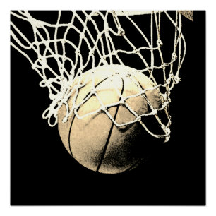 Poster Sepia Vintage Look Basketball Perfect Art