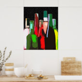 Poster Sept bouteilles de vin sur le mur (Cuisine)