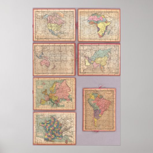 Poster Sept cartes du monde (Devant)