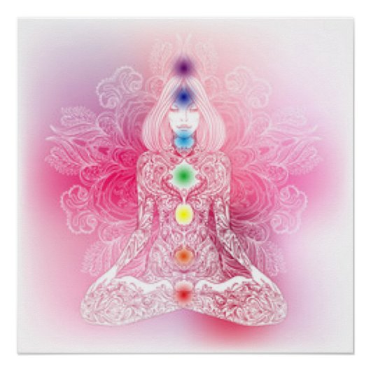 Poster Sept Chakras Dame rose (Devant)
