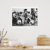 Poster Sept cow-girls rodéo posant avec un âne (Cuisine)