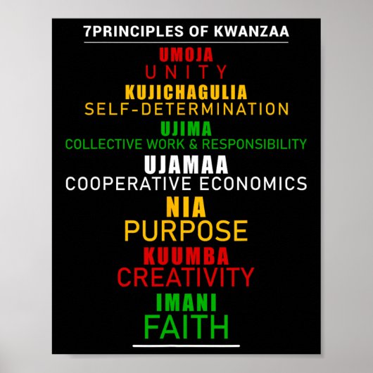 Poster Sept Principes De Kwanzaa Christmas Afro-america (Devant)