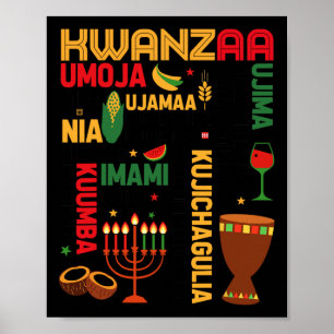 Poster Sept Principes De Kwanzaa Fier Africain-Américain
