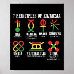 Poster Sept Principes De Kwanzaa Fier Africain-Américain