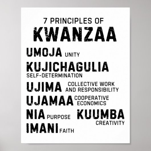 Poster Sept Principes De Kwanzaa Happy Kwanzaa 9 (Devant)