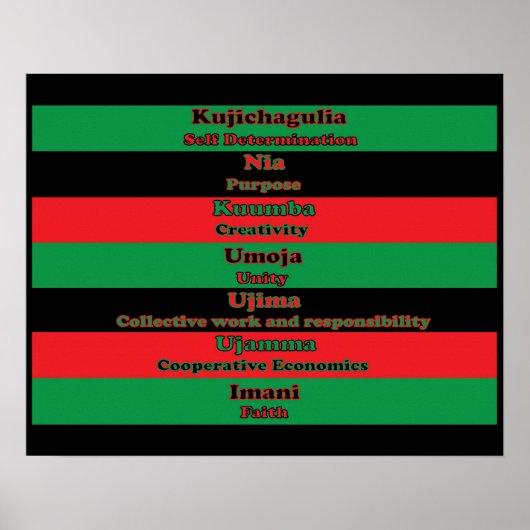 Poster Sept principes de Kwanzaa (horizontal) (Devant)