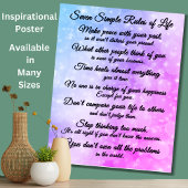 Poster Sept règles simples pour la vie - peuvent changer 