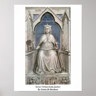 Poster Sept Vertus : La Justice De Dame Par Giotto Di Bon