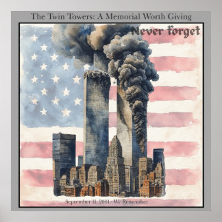Poster September 11 Twin Towers Memorial Wall Art
