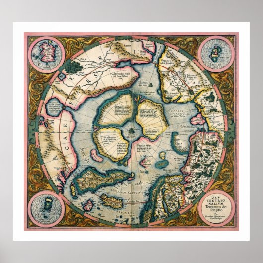 Poster septentrionalium terrarum descriptio, map of the A (Devant)