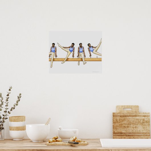 Poster Séquence d'illustrations montrant la gymnaste masc (Cuisine)