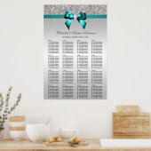 Poster Séquin mariage Argent Séquin Profond Turquoise Bow (Cuisine)