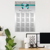 Poster Séquin mariage Argent Séquin Profond Turquoise Bow (Bureau à domicile)