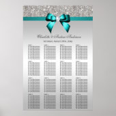 Poster Séquin mariage Argent Séquin Profond Turquoise Bow (Devant)