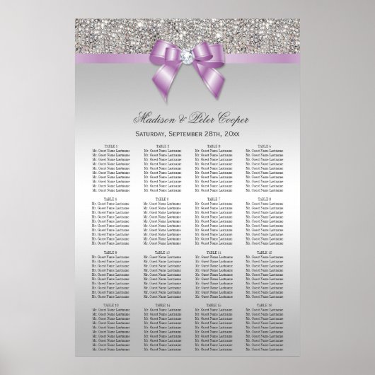 Poster Séquins d'argent Lilac Bow Mariage graphique de si (Devant)