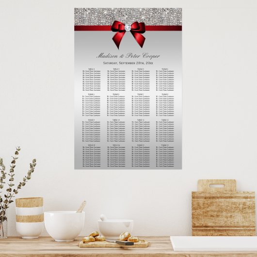 Poster Séquins d'argent Mariage de la Bow rouge (Cuisine)