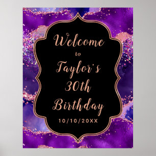 Poster Séquins rose pourpre foncé Agate Anniversaire Bien