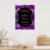 Poster Séquins rose violet Agate Sweet sixteen Bienvenue (Cuisine)