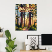 Poster Sequoia National Park California Tree Retro (Bureau à domicile)
