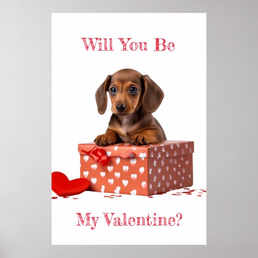 Poster Seras-Tu Ma Boîte Rouge Dachshund Valentine (Devant)