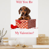 Poster Seras-Tu Ma Boîte Rouge Dachshund Valentine (Cuisine)