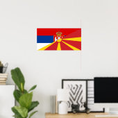 Poster serbie macédoine drapeau pays demi symbole (Bureau à domicile)