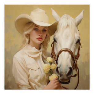 Poster Sérénade aux fleurs : Cowgirl Wall Art