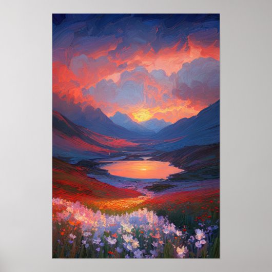 Poster Serenade Crimson sur le lac Mountain (Devant)