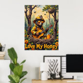 Poster Sérénade de nid de miel : Douceur de l'ours (Bureau à domicile)