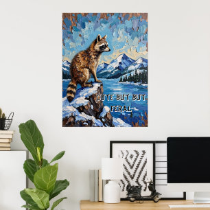Poster Sérénade enneigée : Vue au clair de lune du Raton