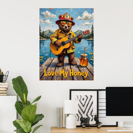 Poster Sérénade sucrée de l'ours (Bureau à domicile)