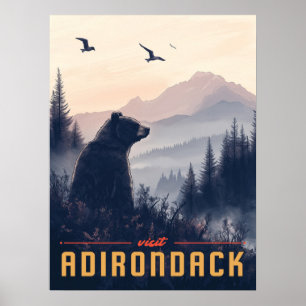 Poster Serene Adirondack Bear : Un Vintage
