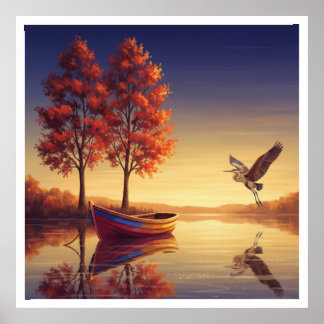 Poster Serene Autumn Lake Wall Art - Nature Inspiré