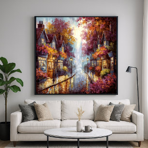 Poster Serene Autumn Street - Art de ville peintre