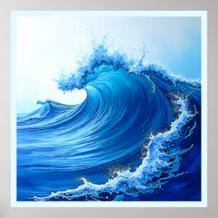 Poster Serene Blue Wave Splashes