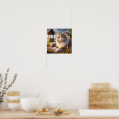 Poster Serene Calico Chat dans une campagne paisible (Cuisine)