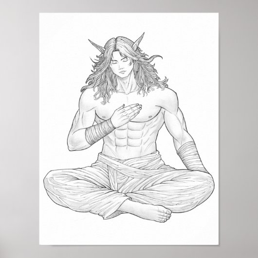 Poster Serene Elf Warrior | Fantasy Anime Character Art (Devant)